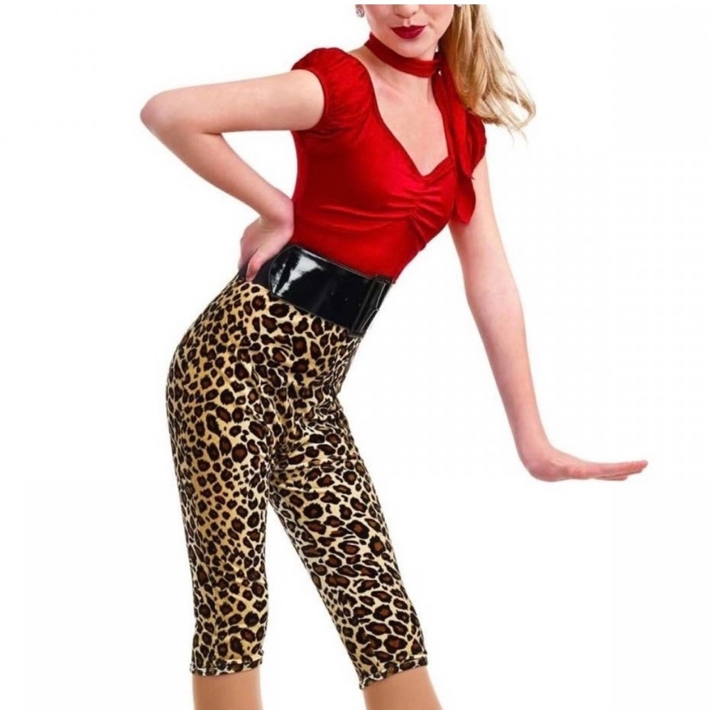 Curtain Call Red and Leopard Print Dance Costume Size Child Medium Style # E552